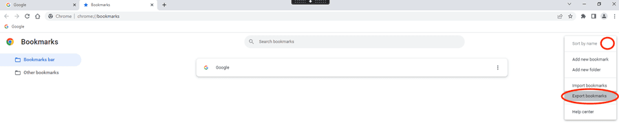 Chrome Bookmark Export Step 2